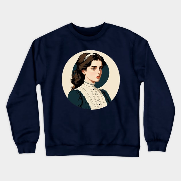 Edwardian Gibson Girl with Tired Eyes Crewneck Sweatshirt by CursedContent